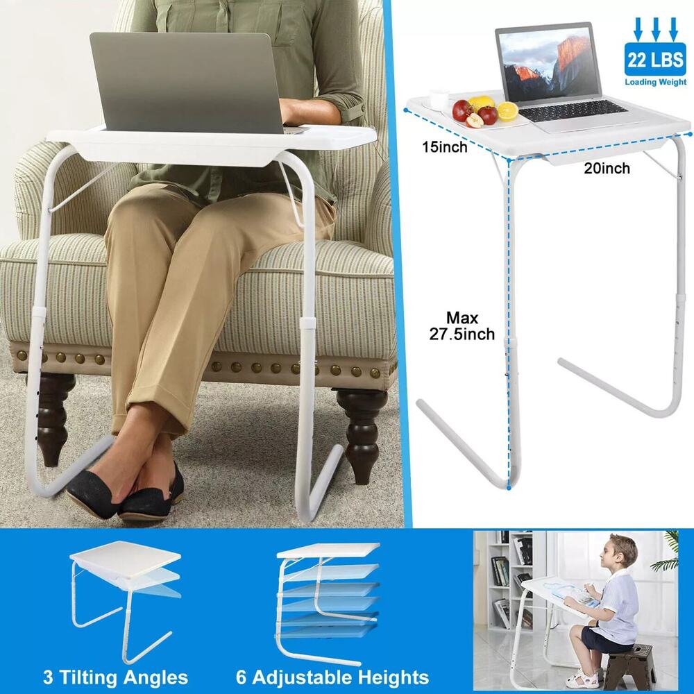Portable Foldable TV Sofa Dinner Bed Adjustable Tray Laptop Side Table | New